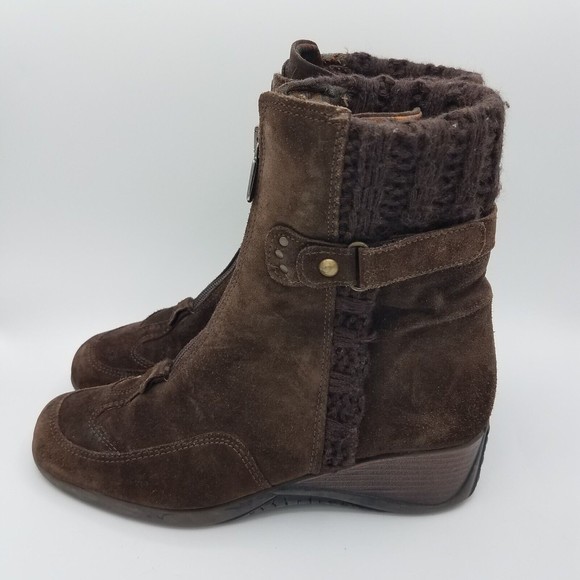 Aquatalia by Marvin K Mia Women's 8 Suede Wedge Boots Brown - Picture 1 of 10